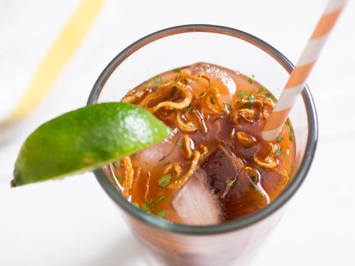 Spicy Bloody Mary With Cilantro and Fried Shallots Recipe