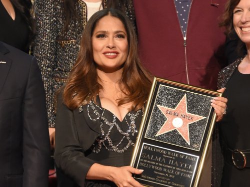 Salma Hayek Showed Off Every Stunning Curve in a Totally Sheer Top and Black Bra