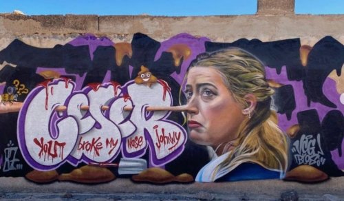 Amber Heard Graffiti Showing Her As Pinnochio Disturbing: Internet Users