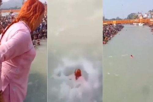 Viral Video: 70-Year-Old Woman Jumps Into Ganga From Haridwar Bridge, Netizens Amused