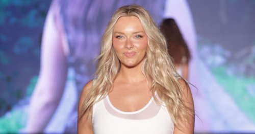 Camille Kostek Struts Miami Swim Week Runway in Red Hot Cut-Out
