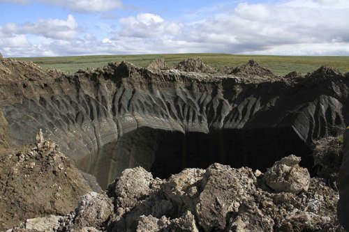 Giant new 50-metre deep crater opens up in Arctic tundra