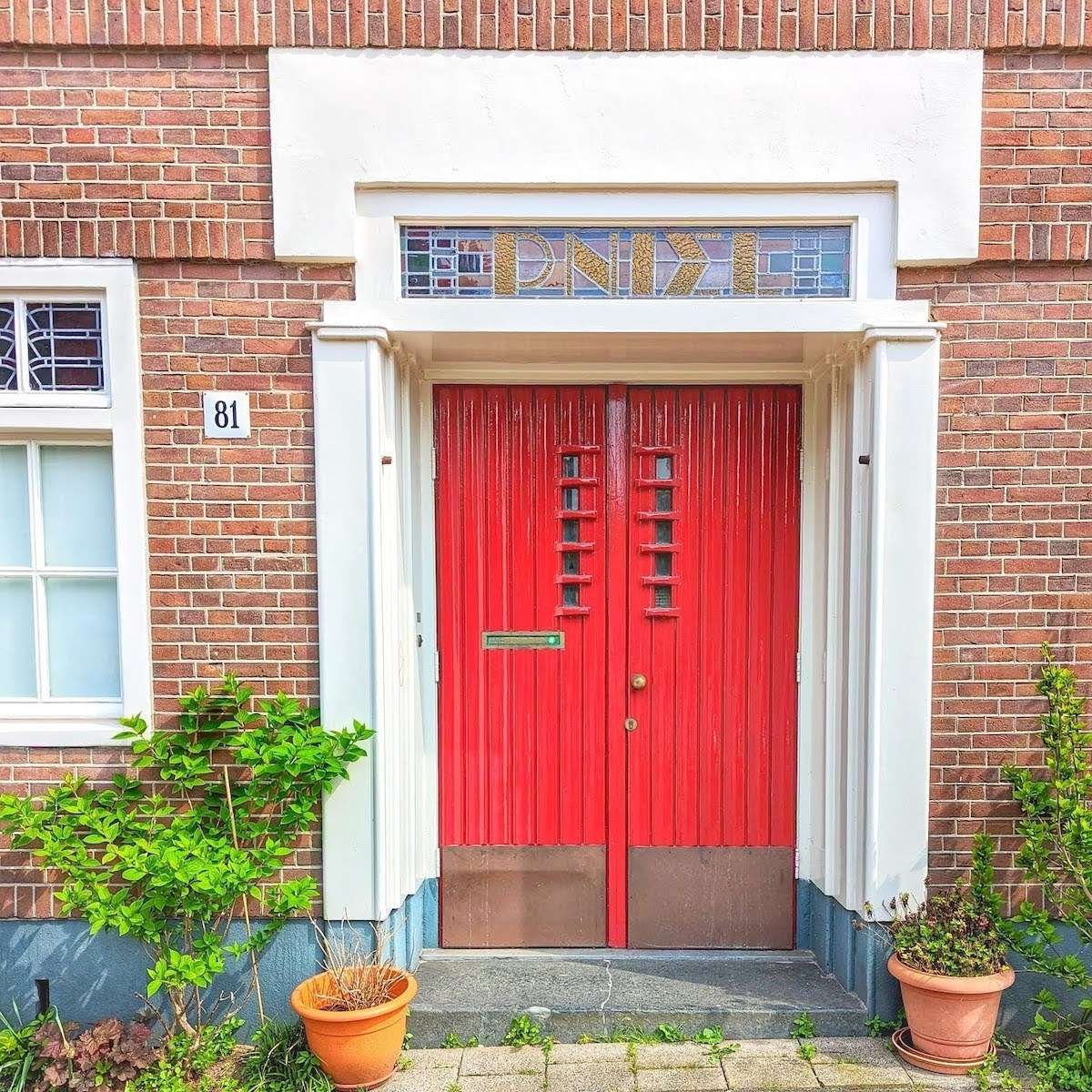 Red Door with Art Deco Style in The Netherlands - Doors, Glorious Doors