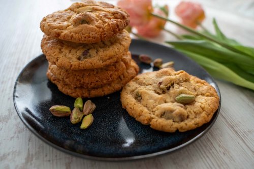 Pistazien Cookies mit weißer Schokolade