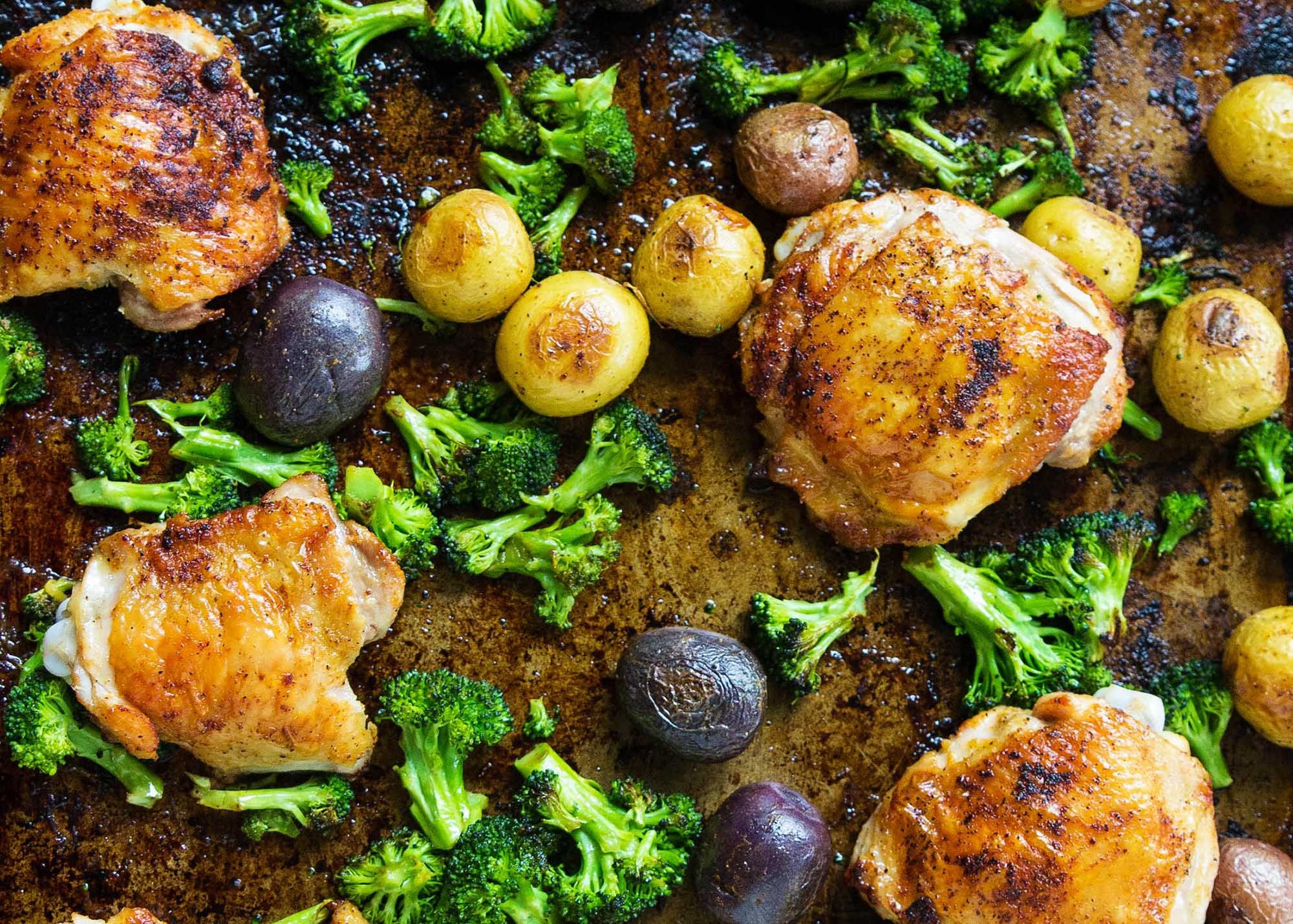 Sheet Pan Chicken with Roasted Broccoli and Potatoes