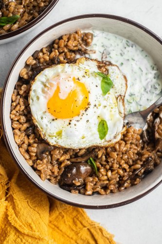 Your Lunch Awaits: Farro, Mushroom, and Egg Grain Bowls