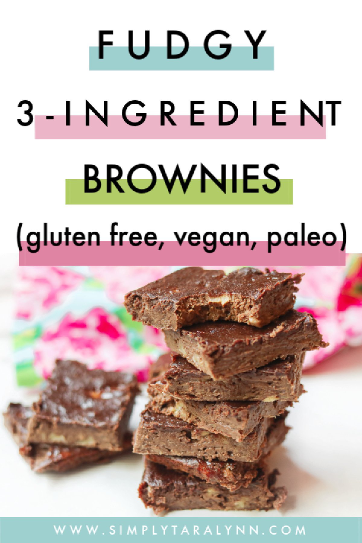 3-Ingredient Fudgy Brownies (gluten-free, vegan, paleo)
