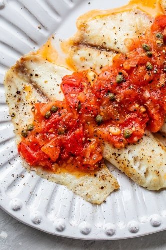 Broiled Fish with Tomato Caper Sauce