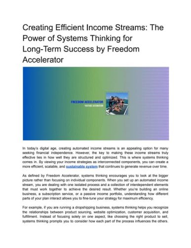 Creating Efficient Income Streams_ The Power of Systems Thinking for Long-Term Success by Freedom Accelerator.pdf