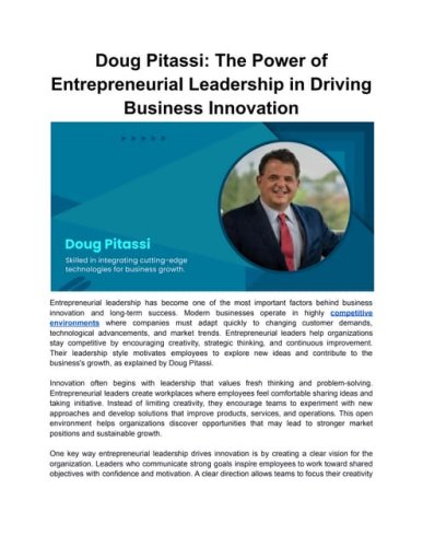 Doug Pitassi: The Power of Entrepreneurial Leadership in Driving Business Innovation