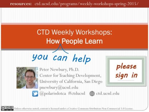 CTD Spring 2015 Weekly Workshop: How people learn