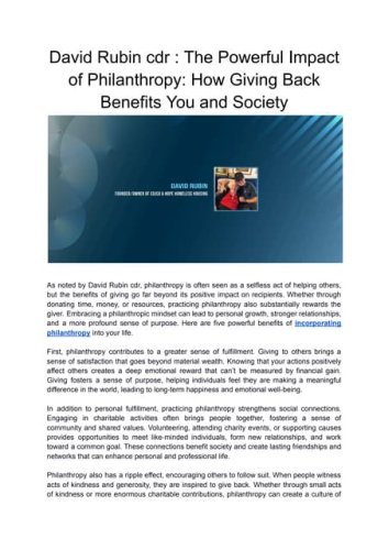 David Rubin cdr _ The Powerful Impact of Philanthropy_ How Giving Back Benefits You and Society.pdf