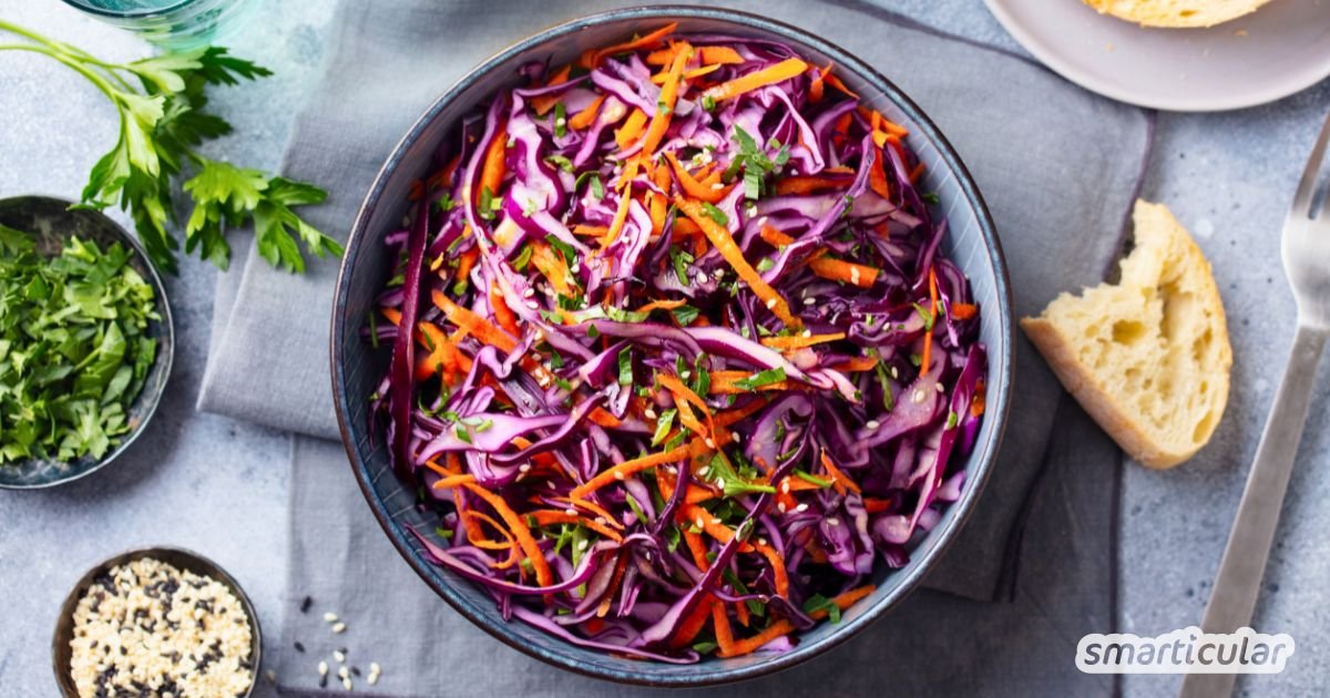 Rotkohlsalat mit Möhre - köstlich knackiger Wintersalat