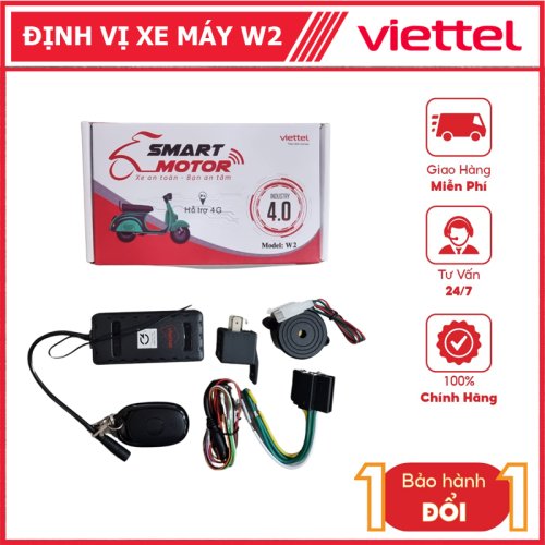 Định Vị Xe Máy Viettel W2 - Phiên Bản Có Chống Trộm Xe Remote