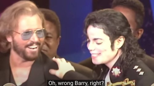 Awkward moment Barry Gibb gatecrashes Michael Jackson award speech in hilarious mixup