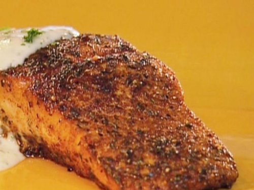 Blackened Salmon with Blue Cheese Sauce