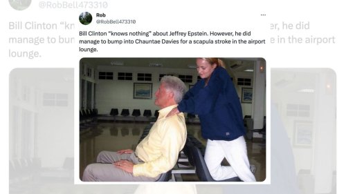 Are These Authentic Pics of Epstein Accuser Chauntae Davies Massaging Bill Clinton's Shoulders?