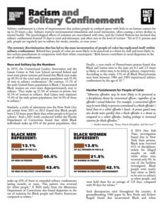 New Solitary Watch Fact Sheet Series Launches with “Racism and Solitary Confinement”