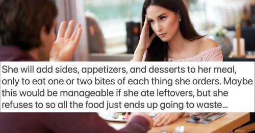 Man asks if he's wrong to force his wife to order off the Kids' Menu at restaurants.