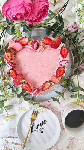 Leichte Herztorte backen mit Erdbeeren für Muttertag oder Valentinstag: In 3 einfachen Schritten