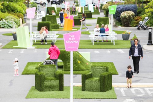 Saanich shopping centre encourages lounging on new lawn