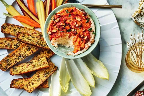 Two-Layer Pimiento-And-Cheese Dip With Smoked Almonds