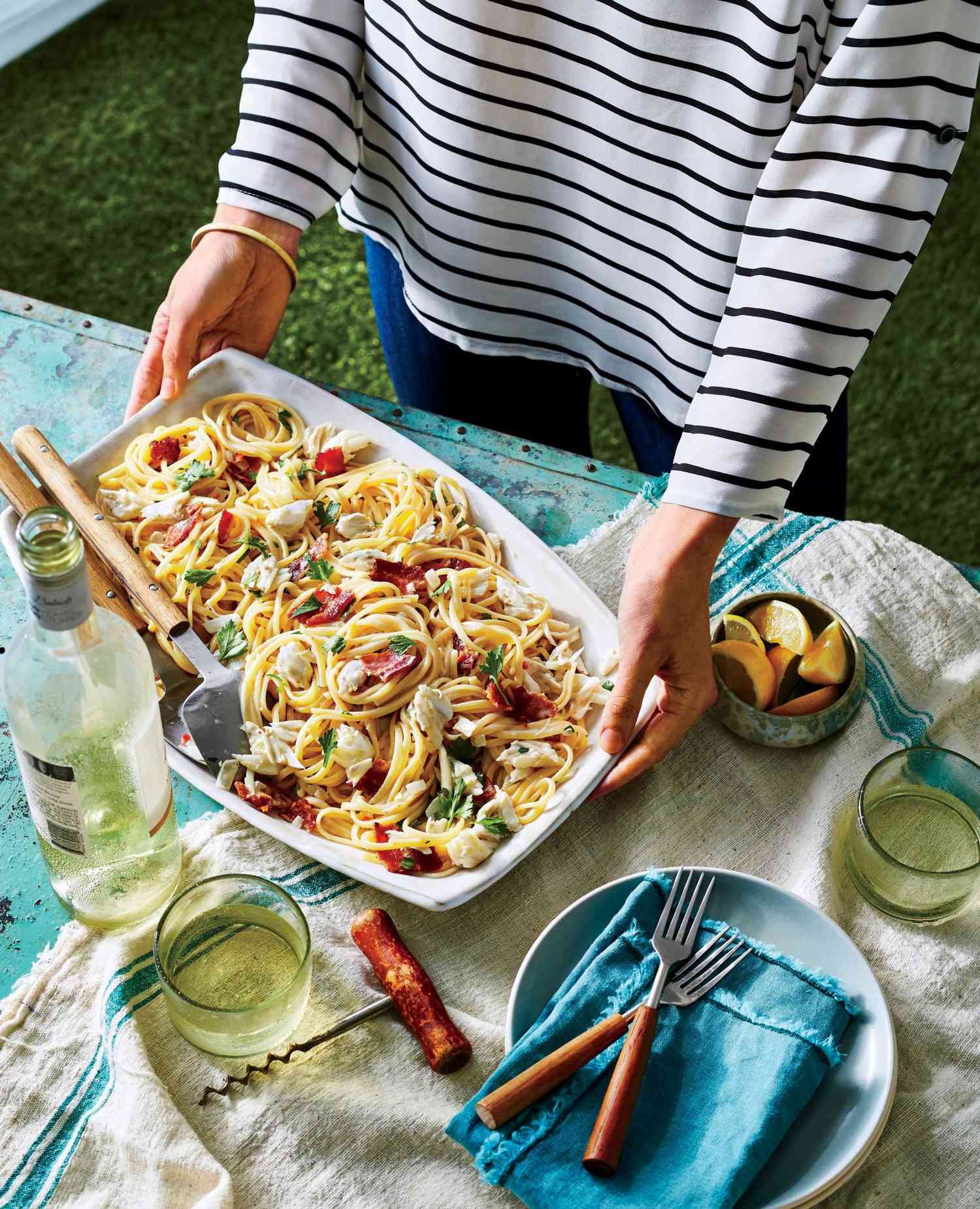 Crab-and-Bacon Linguine Recipe