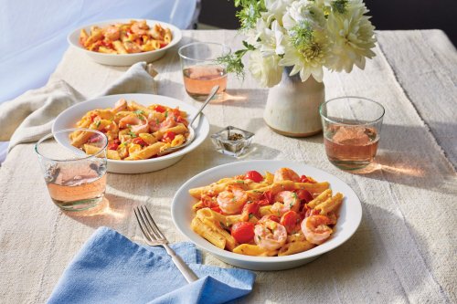 Pasta with Shrimp and Tomato Cream Sauce Recipe