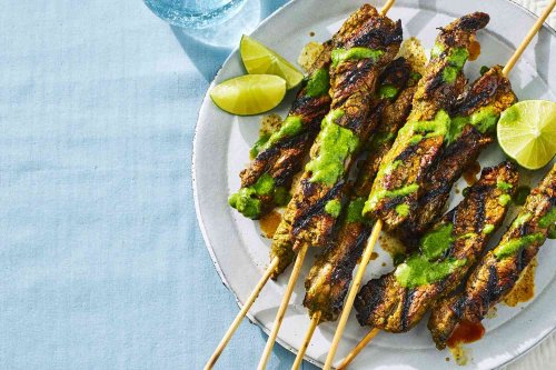 Chile-Lime Steak Skewers With Coconut-Cilantro Sauce