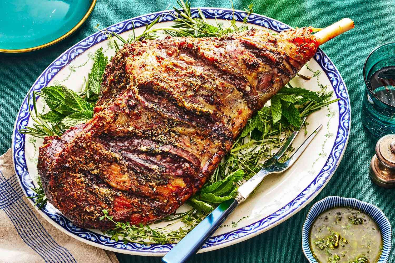 Herb-Crusted Roasted Leg Of Lamb