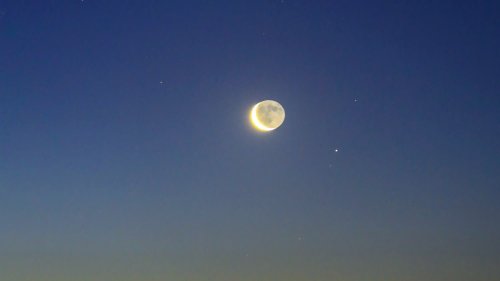 Venus, Moon, Saturn, Mercury at dawn Ragusa Italy Sicily