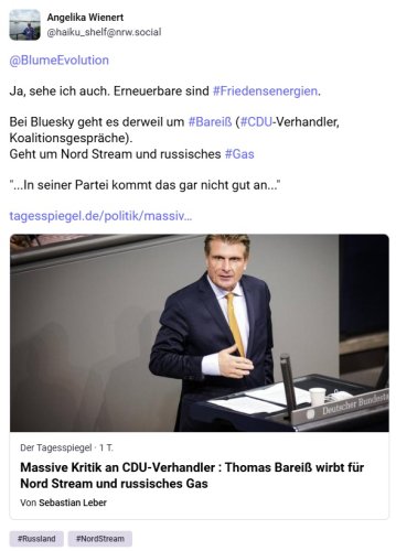 North Stream und der Streit um den Fossilismus in der CDU