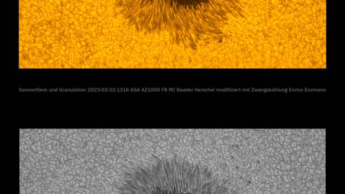 Sonnenfleck-Vergleichsbild 22. März 2023