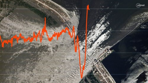 Überflutung in der Ukraine: Satellitenbilder zeigen die Folgen der Zerstörung