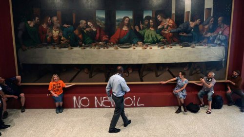 Nationalgalerie London: Klimaaktivisten kleben sich an Kopie von da Vinicis »Abendmahl« fest