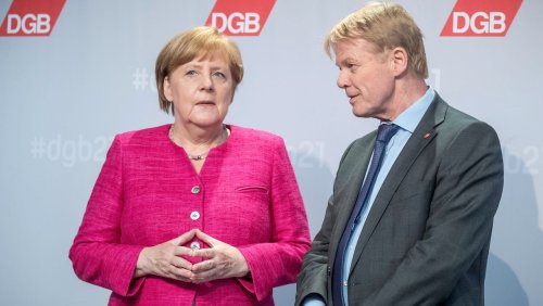 Erster Rede-Auftritt der Altkanzlerin: Merkel hält Laudatio auf langjährigen DGB-Chef Hoffmann