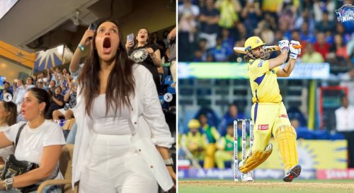 [Watch] Neha Dhupia goes ecstatic at MS Dhoni's sixes as she attends MI vs CSK IPL 2024 clash with Kareena Kapoor & John Abraham