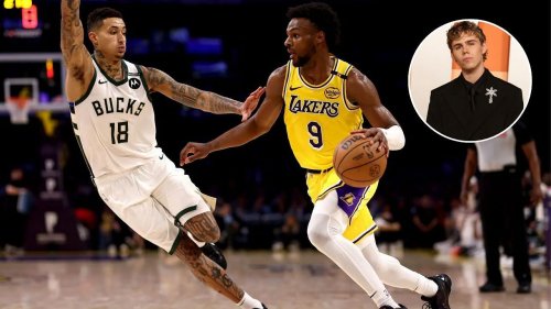 $8,000,000 rapper followed by Bronny James and Kyle Kuzma flexes courtside appearance for Bucks-Lakers
