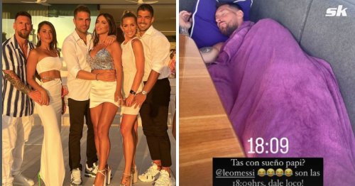 "Can I sleep daddy?" - Luis Suarez posts hilarious Instagram story of Lionel Messi sleeping on the couch