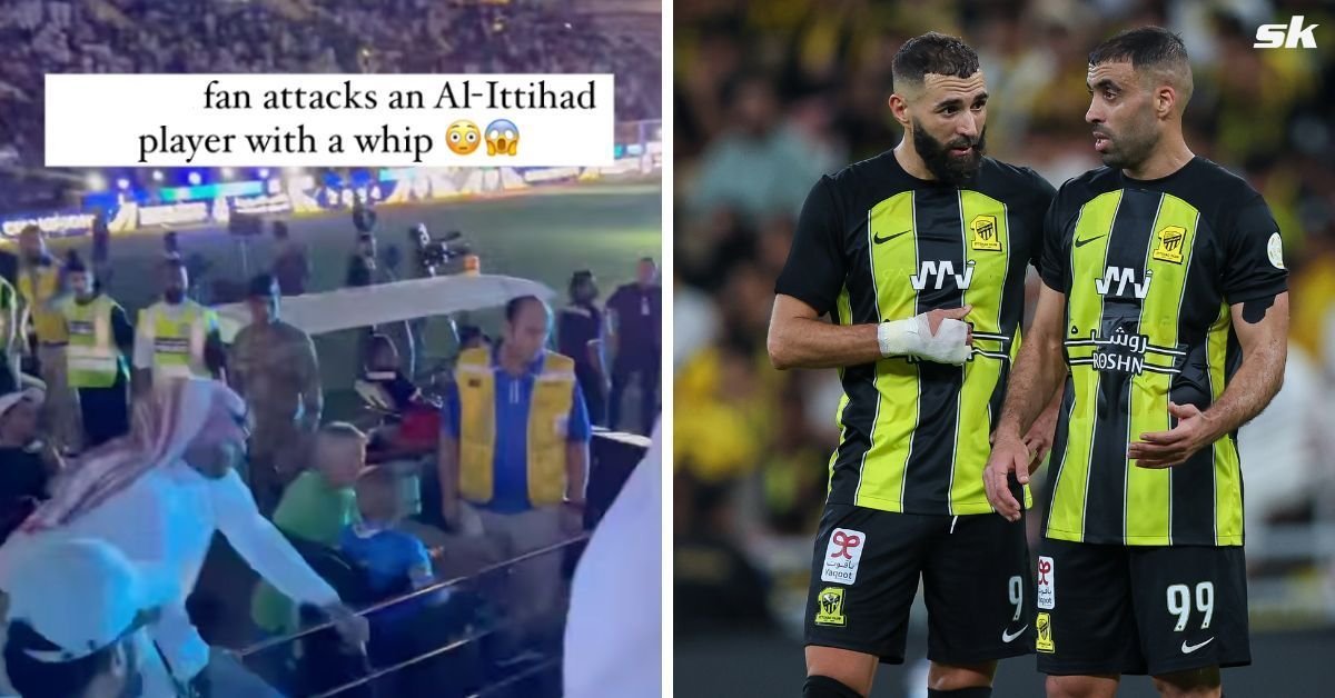 Al-Ittihad fan attacks Karim Benzema’s teammate Abderrazak Hamdallah with whip as bizarre incident after Saudi Super Cup final goes viral