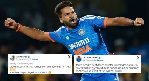 "Left his honeymoon and delivered for India, a selfless player" - Fans react as Mukesh Kumar’s 3/32 helps India beat Australia by 6 runs in 5th T20I