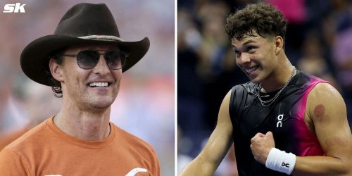 “Do you guys think I look like Matthew McConaughey?” – Ben Shelton jokes around after putting on cowboy hat at Dallas Open