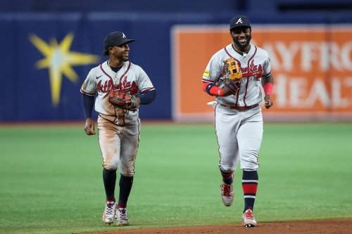 PICTURE: Austin Riley, Ozzie Albies, Matt Olson and more MLB stars share spotlight with Braves' Michael Harris II on his wedding day