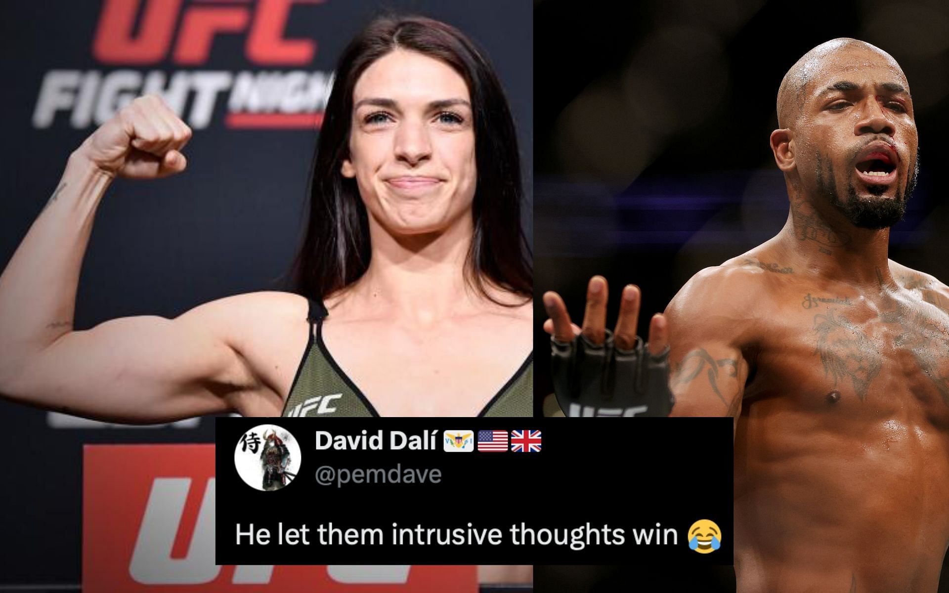 "Let them intrusive thoughts win" - Bobby Green's hilarious reaction to Mackenzie Dern weighing in for UFC 298 fight leaves fans in splits
