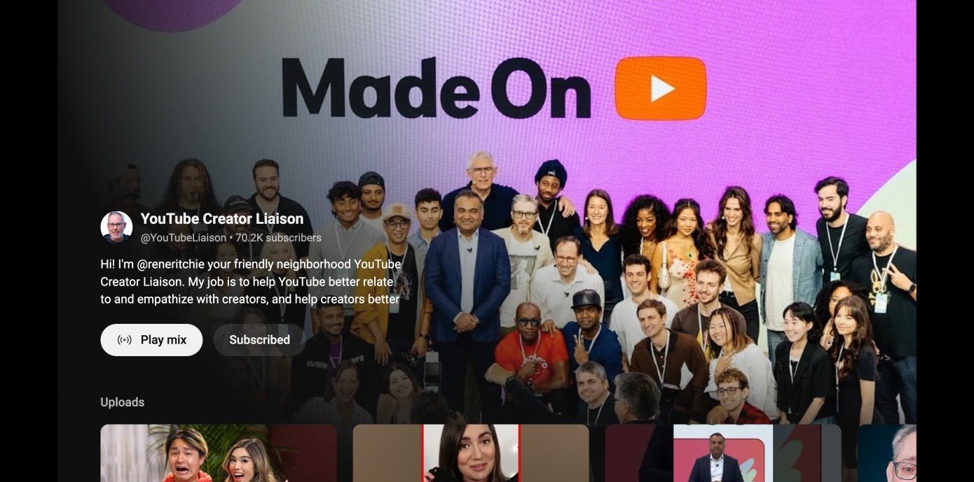 YouTube Updates Creator Channel Pages On TV As It Becomes The Number One US Streaming Platform