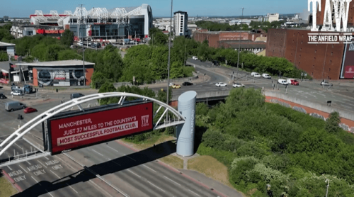 Liverpool fans troll Manchester United with huge advert near Old Trafford