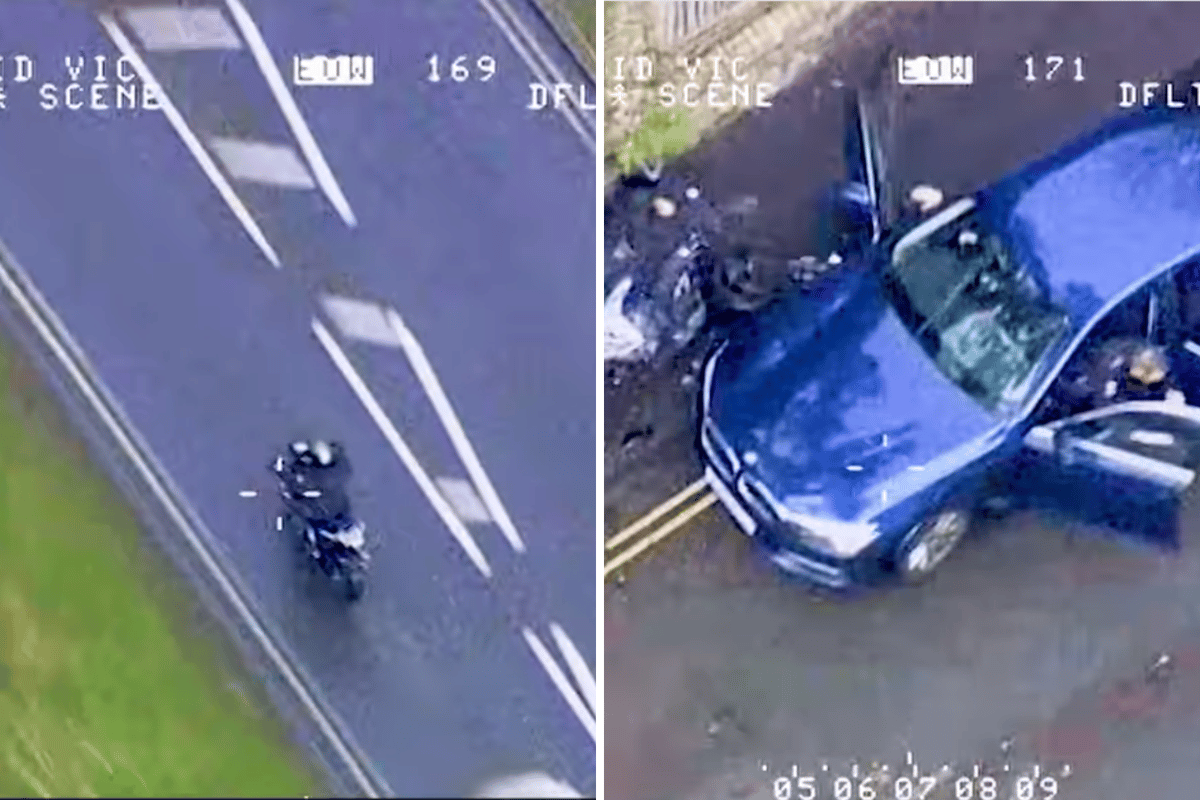 Moment police ram motorbike thief off the road after 80mph chase ...