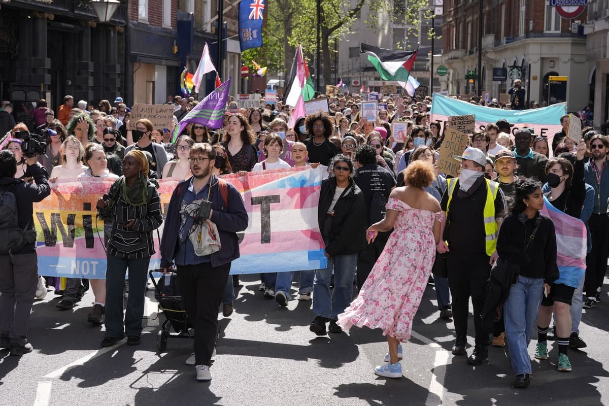 Police continue to analyse transgender rights protest footage after banner claim