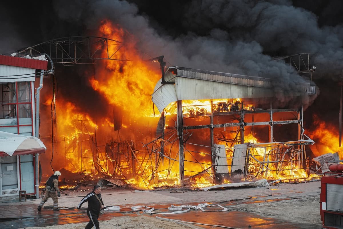 Moscow airports shut by Ukraine drone attack as Russia bombs huge Kharkiv market
