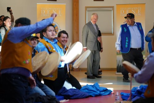 Prince of Wales shows off moves during traditional drum dance in Canada